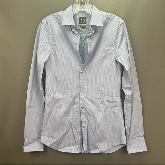 COPY - Armani Exchange blue pinstripe button down collared business professiona… - Picture 1 of 12